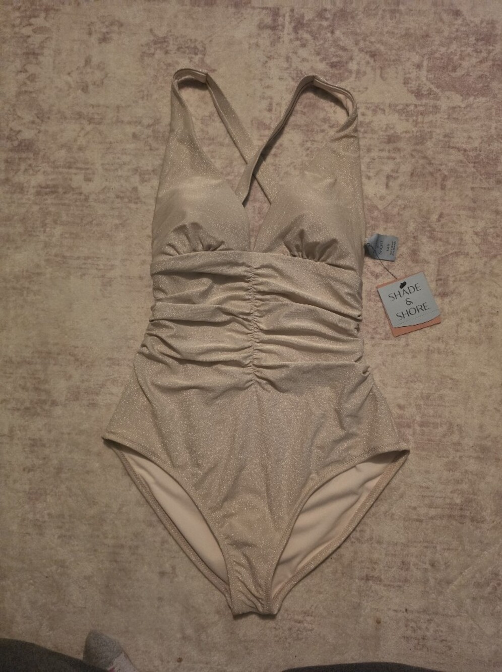 🚨 New Shade & Shore Shimmery Cream One-Piece Swimsuit